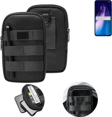 Produktbild von K-S-Trade Holster Gürtel Tasche kompatibel mit Xiaomi Redmi Note 8 Handy Tasche Schutz Hülle dunkel-grau viele Fächer, 1x
