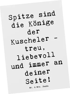 Produktbild von Mr. & Mrs. Panda Postkarte Spruch Spitz König - Weiß - Geschenk, Ansichtskarten, Hunderassen, Ansichtskarte, freundliche Art, Spaziergänge, Postkarten, Pflege, Hunderasse