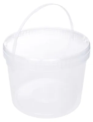 Immagine prodotto di BenBow secchio con coperchio 5L x1 Trasparente - sicuro per gli alimenti, stabile, ermetico, a tenuta stagna, inodore - secchio in plastica con manico - vuoto