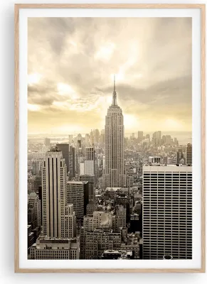 Produktbild von Gerahmtes Poster - Rahmen in heller Eiche - Stadt Wolkenkratzer Manhattan New York - 70x100 cm - Wand Bild - Wanddeko - Wandbilder - Wandposter - Bilderrahmen - Bilder - Kunstdruck - P2NPA70x100-2630