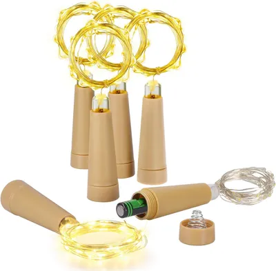 Productafbeelding van LED-lichtsnoer - Set van 6 - Werkt op batterijen - 2 m - 20 leds - Koperdraad - Feest - Doe-het-zelf - Bruiloft - Tuin