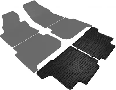 Image de Tapis caoutchouc 2 pièces noir VW Touran à partir de 02/2003-08/2015 7 places habitacle 2ème rangée de sièges