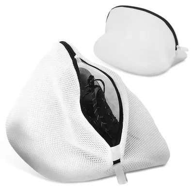 Schuhwaschbeutel 2er-Pack Mesh mit Reißverschluss, Weiß