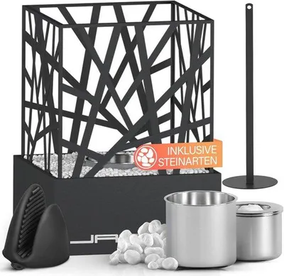 Obrázok produktu pre Stolný ohník na bioetanol – sklenený ohnisko – dekoratívny stolný ohník – vhodný do interiéru aj exteriéru – surová oceľ – 50 cm