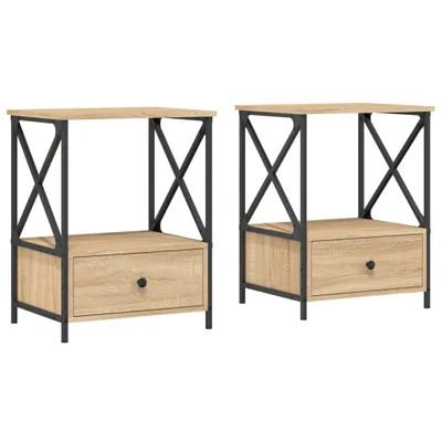 Produktbild von "SALE 2026"Nachttisch 2er Set, für Schlafzimmer - elegantes Design - Nachtkommode - Sonoma-Eiche 50x41x65cm Holzwerkstoff - Nachttische & -schränke DEMöbel588362