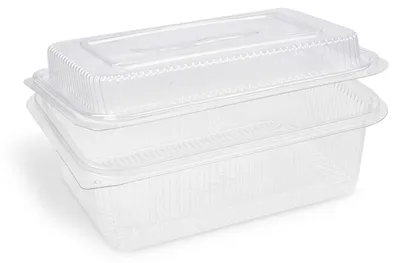 Produktbild von 50x Rechteckbecher klar mit Deckel 1500 + 450 ml (rPET)