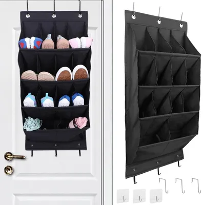Produktbild von Schuhorganizer Hängend mit 14 Taschen, Schwarz, 600D Oxford Stoff