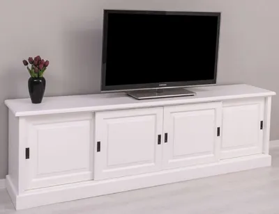Produktbild von Casa Padrino Landhausstil TV Schrank Weiß 230 x 46 x H. 70 cm - Massivholz Sideboard - Landhausstil Wohnzimmer Möbel