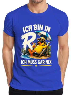 Produktbild von Ich bin in Rente Ich muss gar nix Lustige Statement Sarkasmus Herren T-Shirt, Blau, S