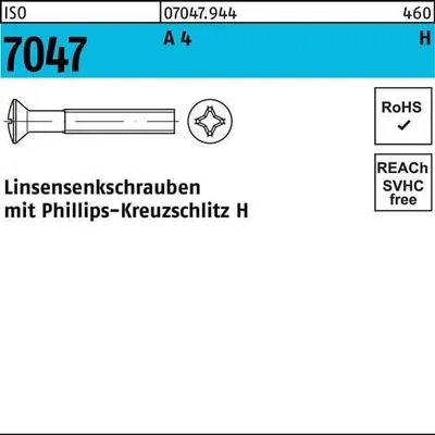 Produktbild von Reyher  Linsensenkschrauben ISO 7047 A 4 M 3 x 6 -H A 4 (1000 Stück)