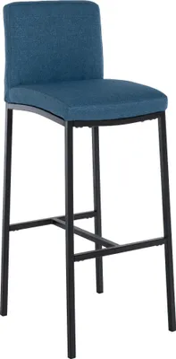Produktbild von CLP Barhocker Freeport mit Vierfußgestell und Rückenlehne blau Material Stoff