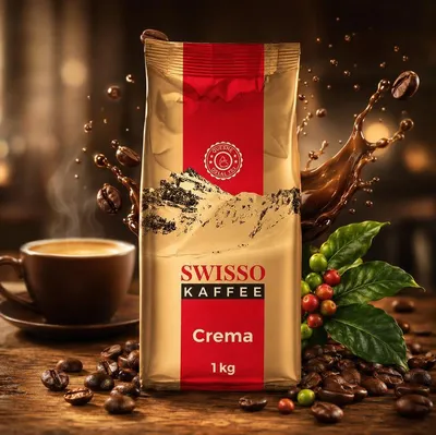 Image de Swisso Kaffee Crema - Grain de café Arabica 100% premium, aromatique, 1 kg