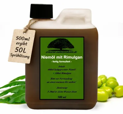 Produktbild von Neemöl Niemöl mit Emulgator 500ml Konzentrat - ergibt 50L Sprühlösung/Gießlösung für gesunde Pflanzen von erlesene-naturprodukte GmbH