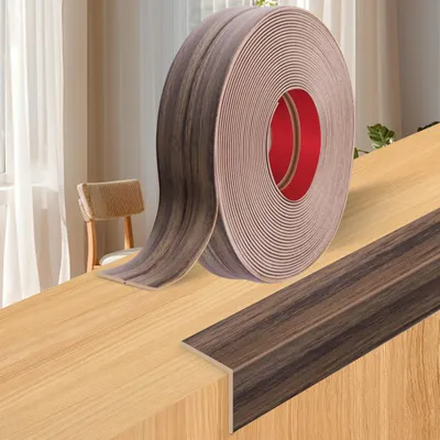 Produktbild von Selbstklebendes PVC Eckprofil, Flexible Leiste für Fliesenrand, Nebelbraun Holzmaserung