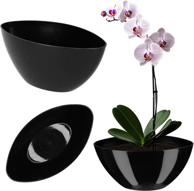 Obrázok produktu pre KADAX "Ptuj" kvetináč, oválny kvetináč, plastový kvetináč, kvetináč, 38 cm, čierny