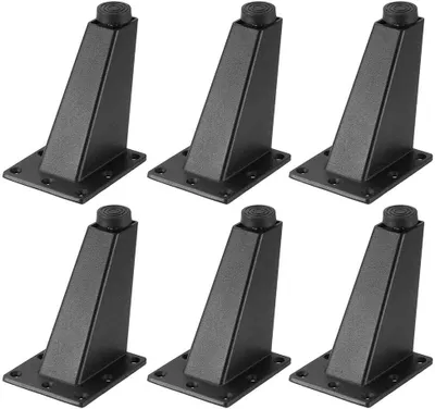 Produktbild von 6 Stück Schwarz Schräg Konisch Möbelfüße, Einstellbare Möbelfüße, Höhenverstellbar Aluminiumlegierung Möbelfüße, für Couchtisch, Esstisch, Designer Schreibtisch, Nachttisch, Stühle, Schrank und Sofa