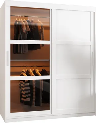 Produktbild von MEBLE KRYSPOL DOME 3 Zweitüriger Schrank, 200x150x62cm - Weiß, Weiß, Silber