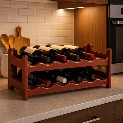 Produktbild von BURI Weinregal stapelbar Kunststoff für Flaschen | stabiles Flaschenregal in Gastronomie-Qualität | Getränkeregal Wein Regal erweiterbar, Braun, Variante:12 Flaschen