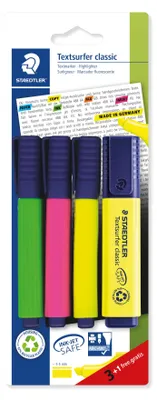 Image de Marqueur de texte STAEDTLER® 364 A BK4D Textsurf. Blister promotionnel