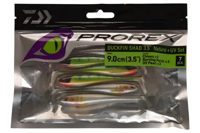 Image de Daiwa PROREX DUCKFIN SHAD SET - Ensemble de pêche à l'élastique, couleur:L'ensemble UV & NATURE pour toutes les situations, longueur cm:6,0
