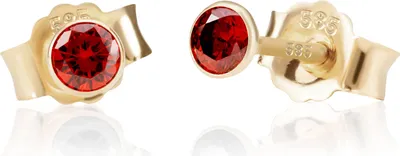 Produktbild von Paar 3,0mm 585 Gelb Gold 14 Karat Ohrstecker Zirkonia Granat Butterfly Verschluss