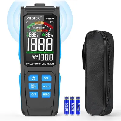 Image de Compteur d'humidité MESTEK pour bois, mesure de l'humidité ambiante, température et humidité, écran LCD, alarme sonore, appareil de mesure numérique pour murs et sols