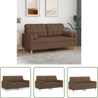 Produktbild von The Living Store 2-Sitzer-Sofa mit Zierkissen Braun 140 cm Stoff