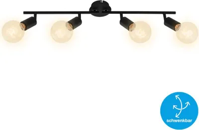 Produktbild von Deckenleuchte Deckenspot Schwenkbar drehbar 4xE27 60W schwarz Metall Briloner
