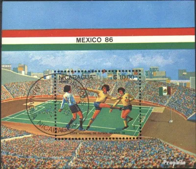 Produktbild von Briefmarken Nicaragua 1985 Mi Block162 (kompl.Ausg.) gestempelt Fußball-WM 86, Mexiko