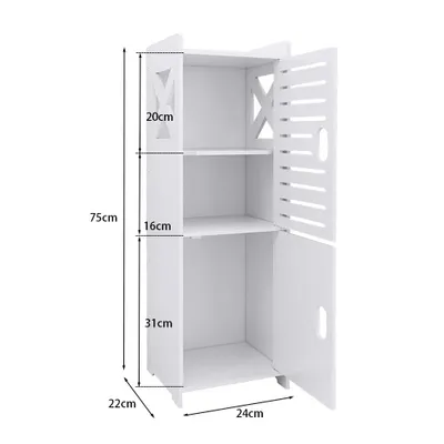 Image de Armoire de salle de bain avec 2 portes 24x22x75cm blanc