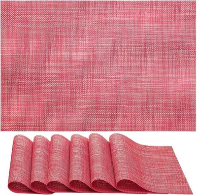 Obrázek produktu pro Podtácky Famanu z tkaného vinylu – červené, 6 kusů, rozměry 45,7 x 30,5 cm