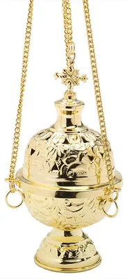Weihrauchbrenner, Messing vergoldet, 18 cm, handgefertigt