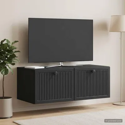 Zdjęcie produktu dla Maison Exclusive – szafka pod telewizor do montażu na ścianie, czarna, 78,5 x 41 x 30 cm