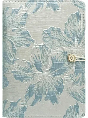 Produktbild von Notizbuch A5 nachfüllbar 6 Ringe Stickerei-Stoffeinband blau 15,2 x 20,3 cm