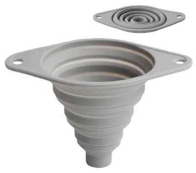 Immagine prodotto di Imbuto pieghevole in silicone con bordo in acciaio inossidabile, colore grigio