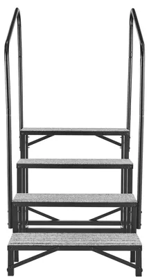 Produktbild von SucceBuy Wohnmobiltreppe mit 2 Handläufen (4 Stufen), stabile Treppe mit 300 kg Tragkraft, Außentreppe mit rutschfester Matte für ältere Menschen und Haustiere, Trittstufe für Camper, Mobilheim, Veranda, Pool und Spa