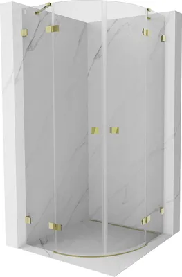 Produktbild von Mexen Lunar Duschkabine Halbrund Schwenkbar 80 x 80 cm, Transparent, Gold - 833-080L-080P-50-00