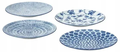 Produktbild von IKEA ENTUSIASM Dessertteller Blau Gemustert Porzellan 4er Set