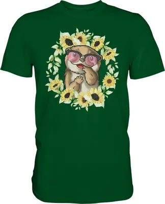 Produktbild von Otter Sonnenblumen Shirt Gärtner Sommer Garten Motiv – Bottle Green / L