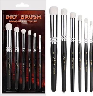 Productafbeelding van Dry Brush Pinsel Set - 6 Stuks Modelbouw Droogborstel Detailpenseel - Wol Professionele Droogpenseel - Droogpenseelset Voor Detailwerk En Modelbouw