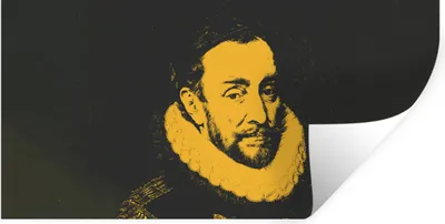 Produktbild von MuchoWow® Wandtattoo Wandsticker Wandaufkleber Wilhelm von Oranien - Adriaen Thomasz - Schwarz - Gelb 40x20 cm Selbstklebend und Repositionierbar - Aufkleber