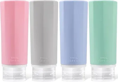 Produktbild von Famanu Reiseflaschen Set 4 Stück - 100 ml - Auslaufsicher und nachfüllbar