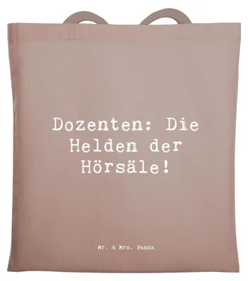 Produktbild von Mr. & Mrs. Panda Shopping Tasche Spruch Dozenten Helden - Braun Pastell - Geschenk, Lehren, Motivation, Berufspassion, Laptoptasche, Beruf, Alltagstasche, Beutel, Zukunft