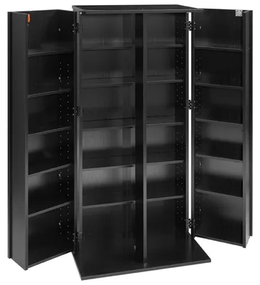 Imagen del producto de Mueble de almacenamiento multimedia, estantería organizadora para DVD con 6 niveles, dimensiones 610 x 368 x 1270 mm. Ideal para almacenar CDs, DVDs, libros, juegos. Estantería para CDs para sala de estar, oficina en casa o sala de grabación. Color negro