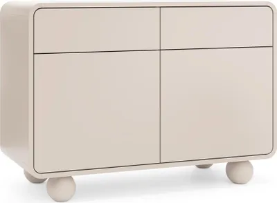 Produktbild von Wohnzimmer Kommode 108 cm Breite in Kaschmir mit Kugelfüßen, 2 Schubladen, 2 Türen - ALBINIA-160