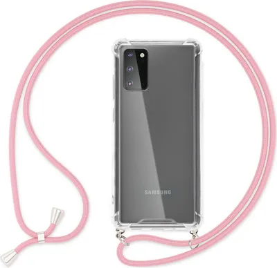 Produktbild von NALIA Handy Hülle mit Kette für Samsung Galaxy S20, Soft Kordel Cover Phone Etui Rosa