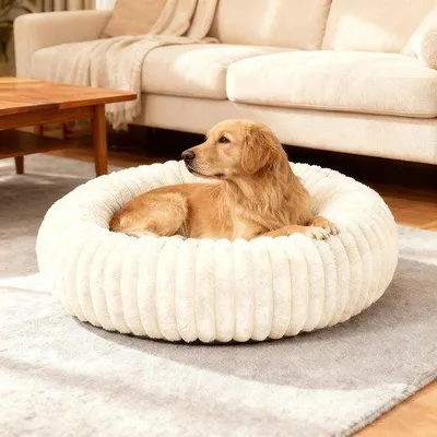 Produktbild von Rund flauschige Haustiere Bett für Hunde und Katzen. Waschbar und komfortabel