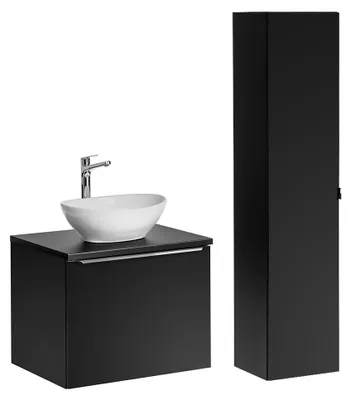 Produktbild von Waschtisch und Hängesäule 60cm Éros mit 1 Schublade, Schwarz