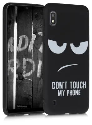 Produktbild von kwmobile Hülle kompatibel mit Samsung Galaxy A10 - Handyhülle Silikon Case - Don't touch my Phone Weiß Schwarz