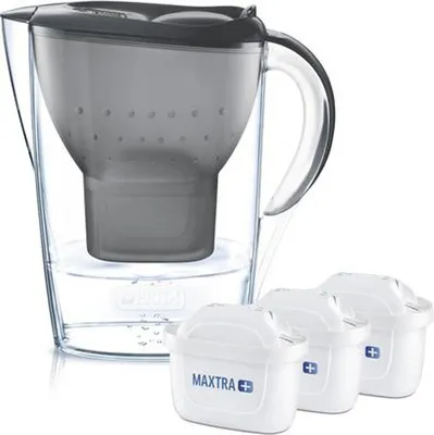 Produktbild von Brita fill & enjoy Starterpaket Marella Cool, Gesamtvolumen 2,4 l (gefiltertes Wasser 1,4 l), incl. 3 Kartuschen MAXTRA+ , Farbe Anthrazit